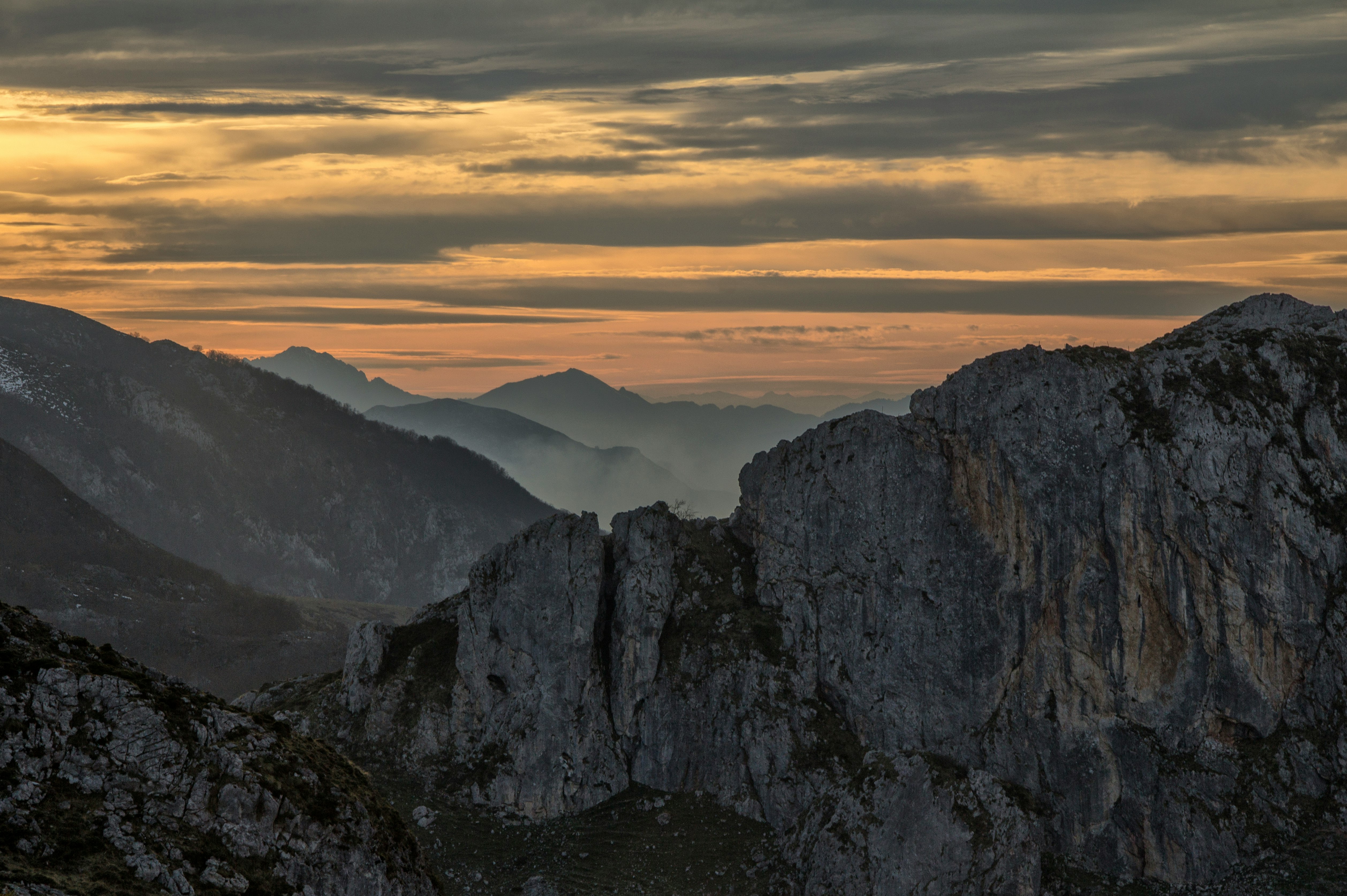 gray mountain during golden hour